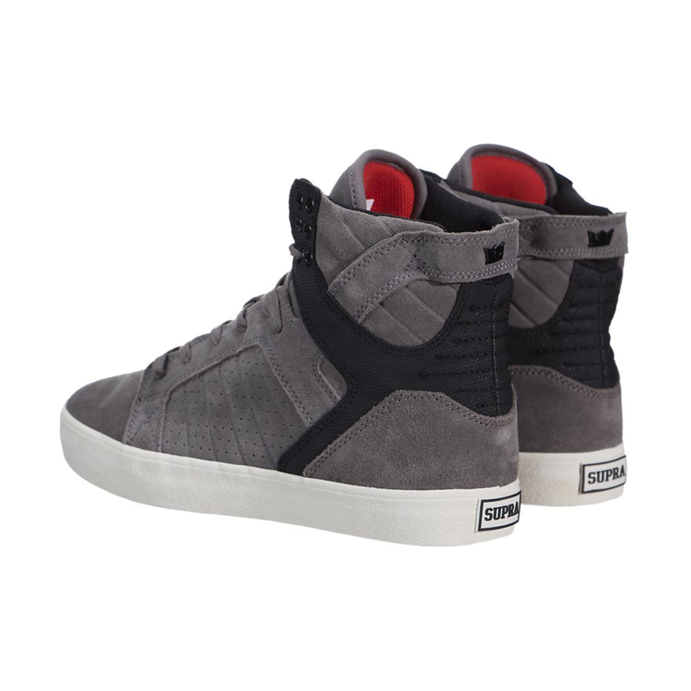 Baskets Montantes Supra SkyTop Grise Noir Grey/Black-Pristine Homme | FQJ-42658343